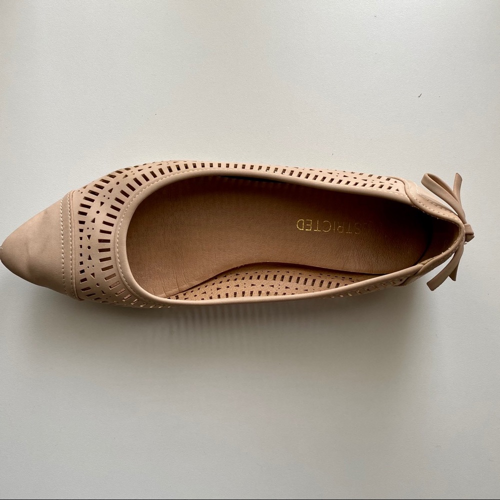 Restricted Beige Perforated Pointed Flats - image 8